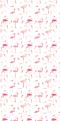 Store enrouleur les flamants roses et leurs plumes