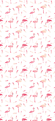 Store enrouleur les flamants roses et leurs plumes