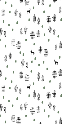 Store intérieur avec arbres et cerfs dessinés