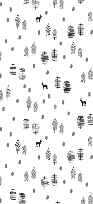 Store intérieur avec arbres et cerfs dessinés