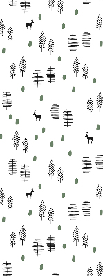 Store intérieur avec arbres et cerfs dessinés