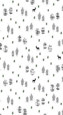 Store intérieur avec arbres et cerfs dessinés