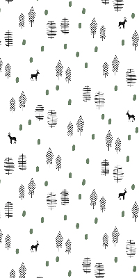 Store intérieur avec arbres et cerfs dessinés