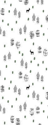 Store intérieur avec arbres et cerfs dessinés