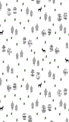Store intérieur avec arbres et cerfs dessinés