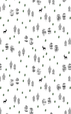 Store intérieur avec arbres et cerfs dessinés