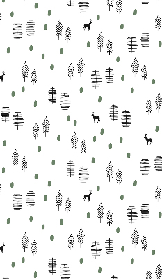 Store intérieur avec arbres et cerfs dessinés
