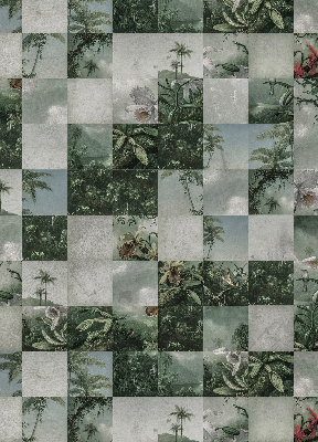Store intérieur fenêtre avec motif de palmiers carrelés