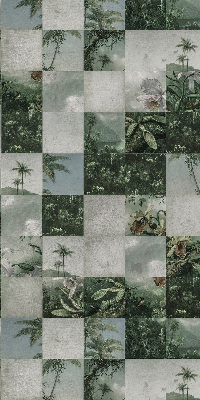Store intérieur fenêtre avec motif de palmiers carrelés