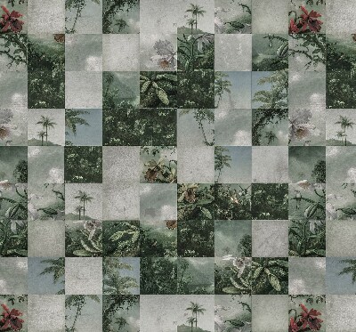 Store intérieur fenêtre avec motif de palmiers carrelés