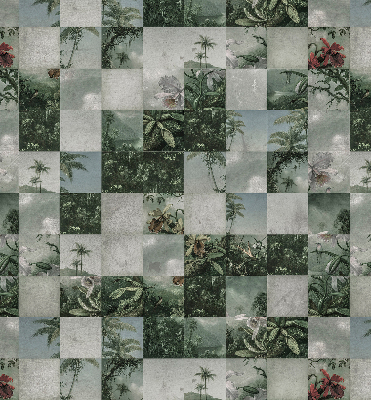 Store intérieur fenêtre avec motif de palmiers carrelés