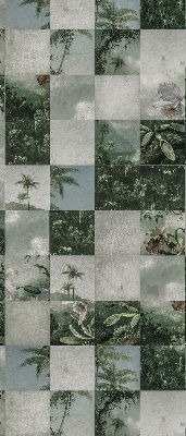 Store intérieur fenêtre avec motif de palmiers carrelés