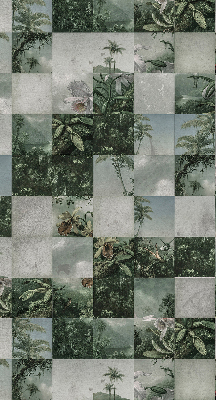Store intérieur fenêtre avec motif de palmiers carrelés