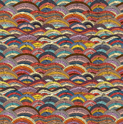 Store intérieur fenêtre avec vagues et demi-cercles
