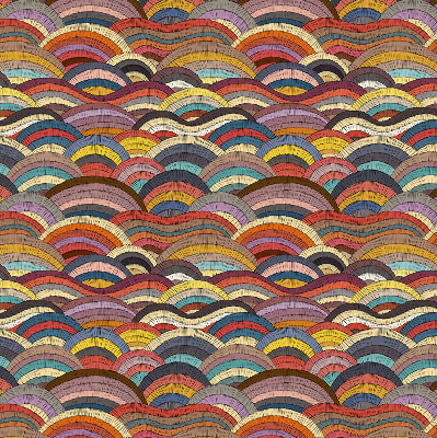 Store intérieur fenêtre avec vagues et demi-cercles