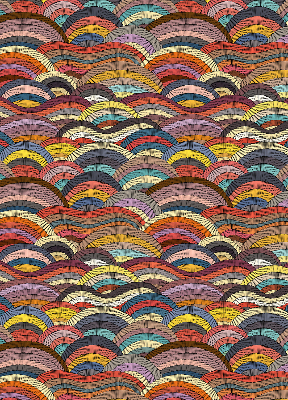 Store intérieur fenêtre avec vagues et demi-cercles