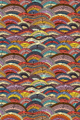 Store intérieur fenêtre avec vagues et demi-cercles
