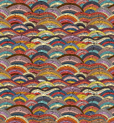 Store intérieur fenêtre avec vagues et demi-cercles