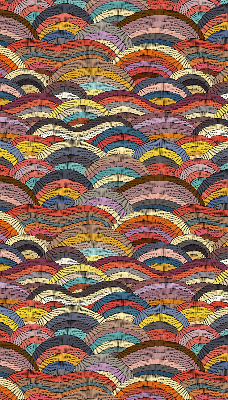 Store intérieur fenêtre avec vagues et demi-cercles