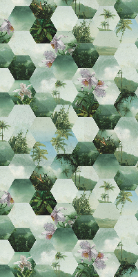 Store intérieur fenêtre à motifs d'hexagones verts
