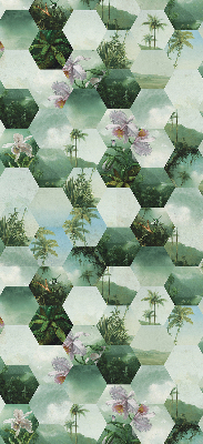 Store intérieur fenêtre à motifs d'hexagones verts