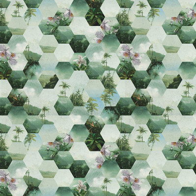 Store intérieur fenêtre à motifs d'hexagones verts