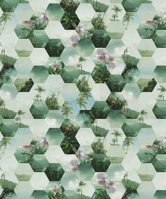 Store intérieur fenêtre à motifs d'hexagones verts