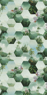 Store intérieur fenêtre à motifs d'hexagones verts