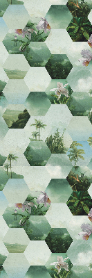 Store intérieur fenêtre à motifs d'hexagones verts