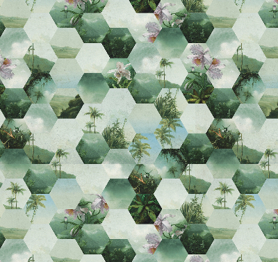 Store intérieur fenêtre à motifs d'hexagones verts