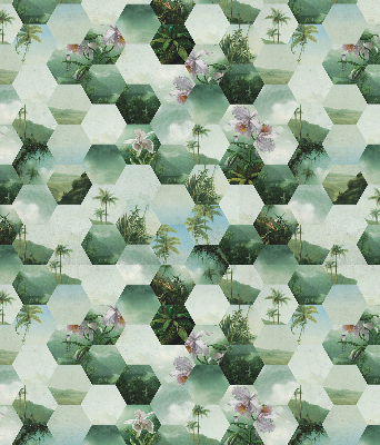 Store intérieur fenêtre à motifs d'hexagones verts