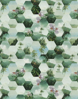 Store intérieur fenêtre à motifs d'hexagones verts