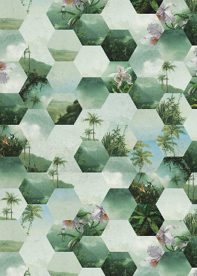Store intérieur fenêtre à motifs d'hexagones verts