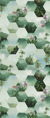 Store intérieur fenêtre à motifs d'hexagones verts
