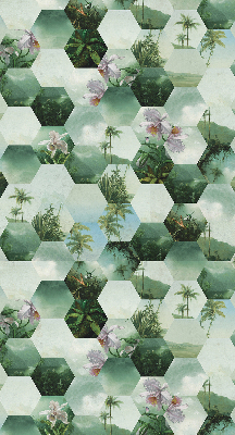 Store intérieur fenêtre à motifs d'hexagones verts