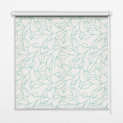 Store intérieur fenêtre avec feuilles turquoise
