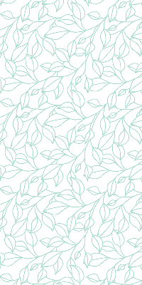 Store intérieur fenêtre avec feuilles turquoise