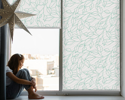 Store intérieur fenêtre avec feuilles turquoise