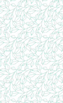 Store intérieur fenêtre avec feuilles turquoise