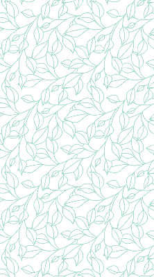 Store intérieur fenêtre avec feuilles turquoise