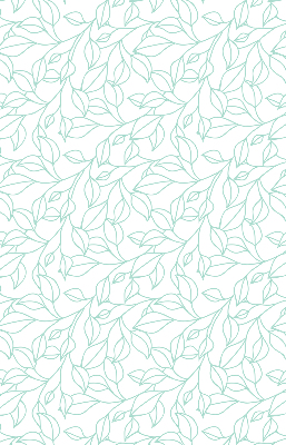 Store intérieur fenêtre avec feuilles turquoise