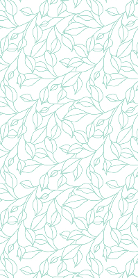 Store intérieur fenêtre avec feuilles turquoise