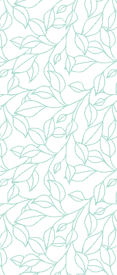 Store intérieur fenêtre avec feuilles turquoise