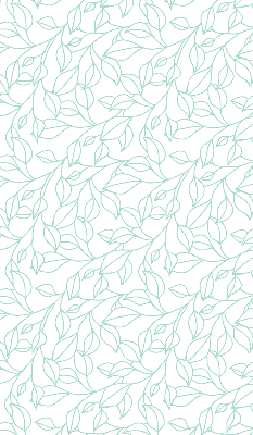 Store intérieur fenêtre avec feuilles turquoise