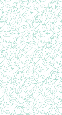 Store intérieur fenêtre avec feuilles turquoise