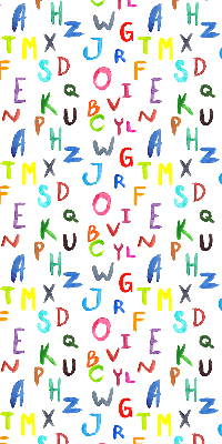 Store intérieur fenêtre avec lettres colorées