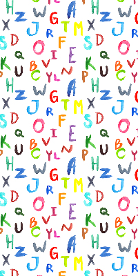 Store intérieur fenêtre avec lettres colorées