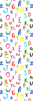 Store intérieur fenêtre avec lettres colorées