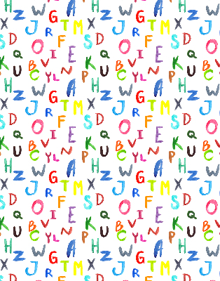 Store intérieur fenêtre avec lettres colorées