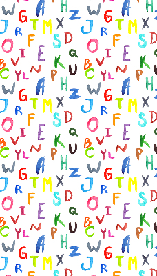 Store intérieur fenêtre avec lettres colorées